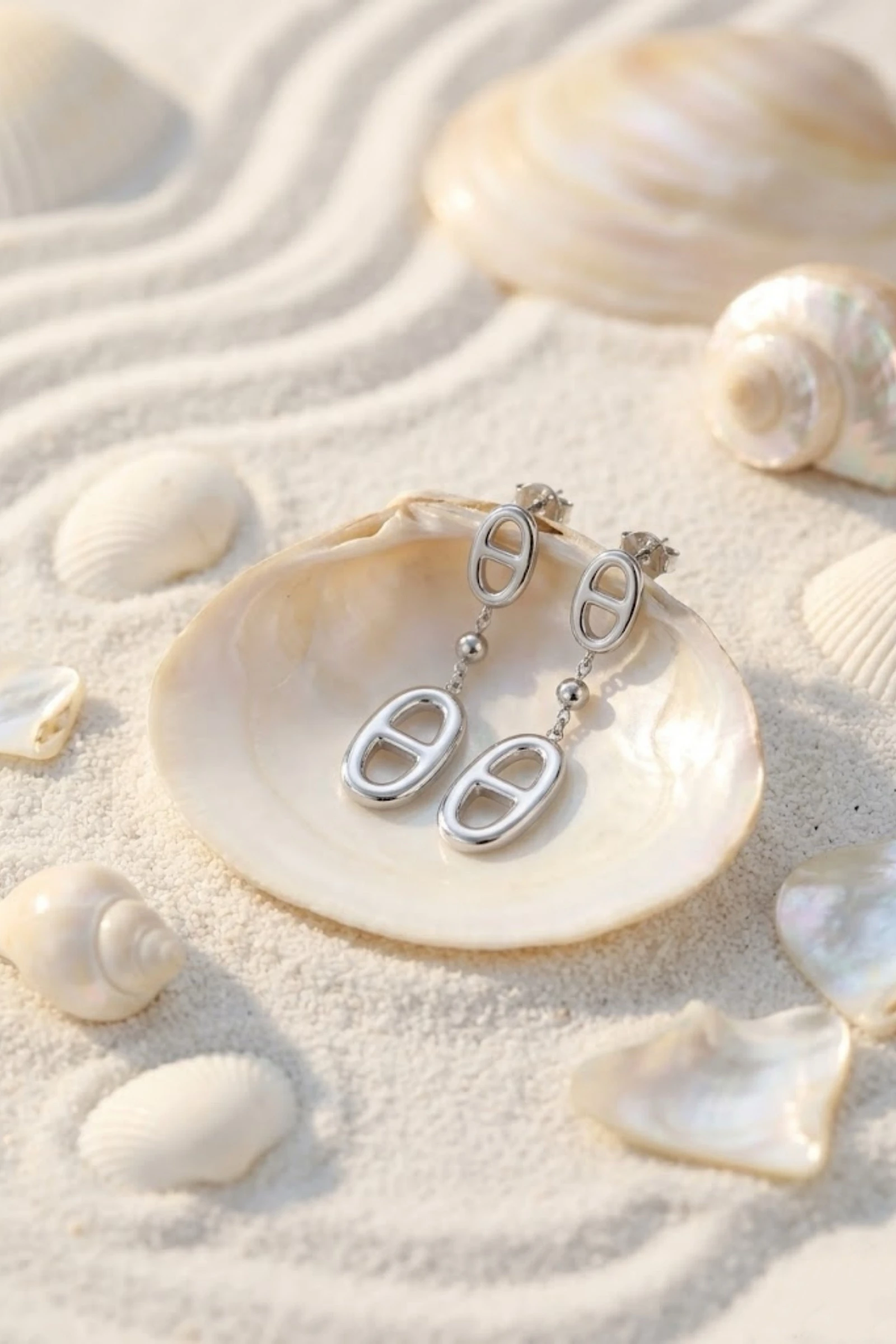 Boucles d’Oreilles Maille Marine Pendantes – Acier Inoxydable